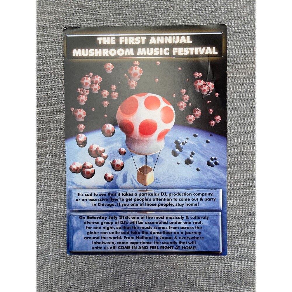 Mushroom Music Festival Flyer Vintage Chicago Rave 2000s 00s Y2K Edm DJ EDO